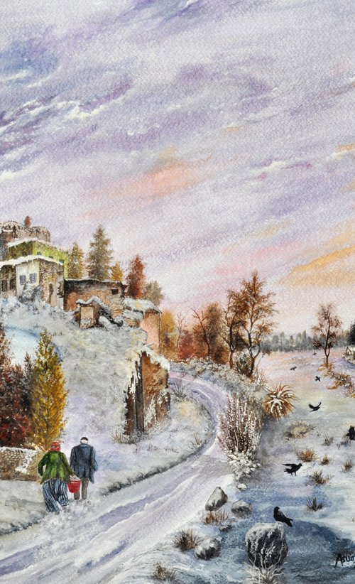 A mountain village in winter by Asuman Tepe