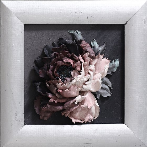 In the dark * 30 x 30 cm * sculpture painting * flowers Painting by Evgenia Ermilova