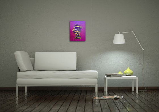 Queen #10 modern office home decor acrylic painting Queen Elizabeth portrait on purple metallic present idea pop art urban gift idea