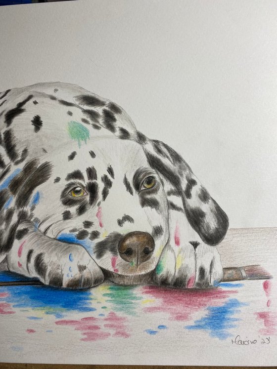 Paint splattered dog (no. 3)