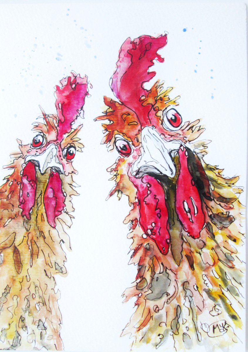 Chicken Takeaway. Rooster, Hen by MARJANSART