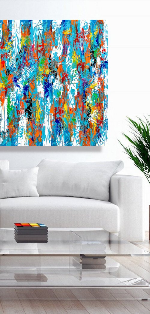 COMMISSIONED ARTWORK FOR M N-K- Emotion & Energy of Color #7 - TEXTURED ABSTRACT ART –  READY TO HANG! by Julijana Ravbar