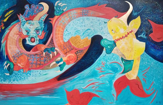 The Koi Dragon Oil Painting By Ana Ugarte Artfinder