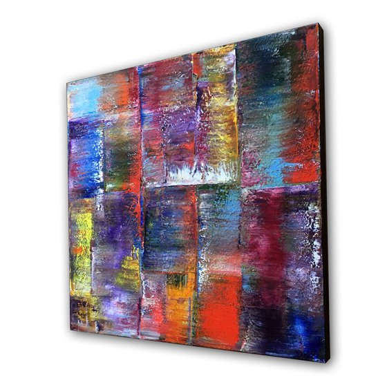 "Reflections" - Original PMS Abstract Geometric Oil Painting On Canvas - 30" x 30"