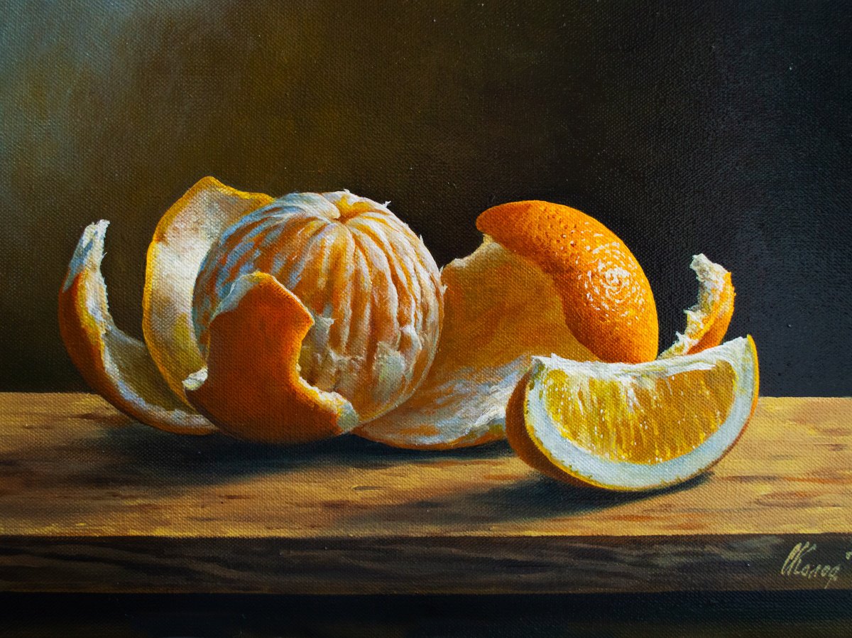 Photorealistic Oil Painting , Still Life With Orange/23 By Kolodyazhniy Sergey, 16 X 12, Artwork For Sale On Artfinder
