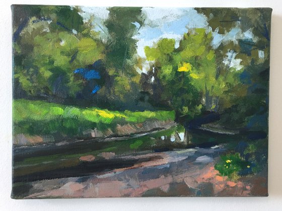 Downstream - Oil on Canvas Landscape