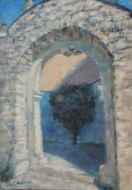 "Portal, Bavaria". Oil painting on cardboard.28x40cm