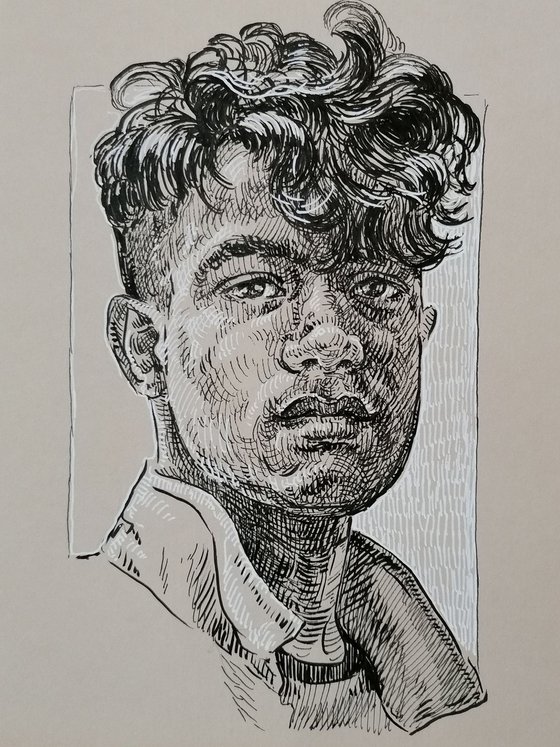 Man portrait. Portrait on paper. Portrait drawing