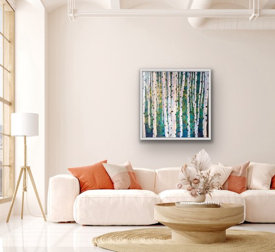 Contemporary birch forest