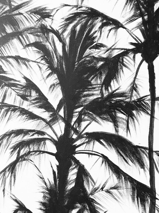 Acrylic painting Black palm trees 80*100 cm