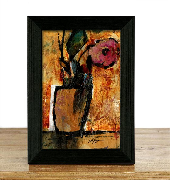 Days Of Romance 1 - Framed Textural Floral Abstract painting by Kathy Morton Stanion