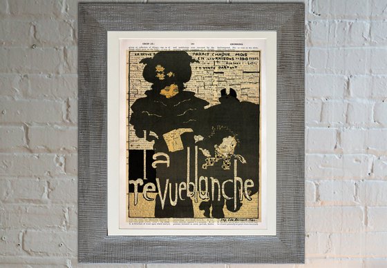 La Revue Blanche - Collage Art Print on Large Real English Dictionary Vintage Book Page
