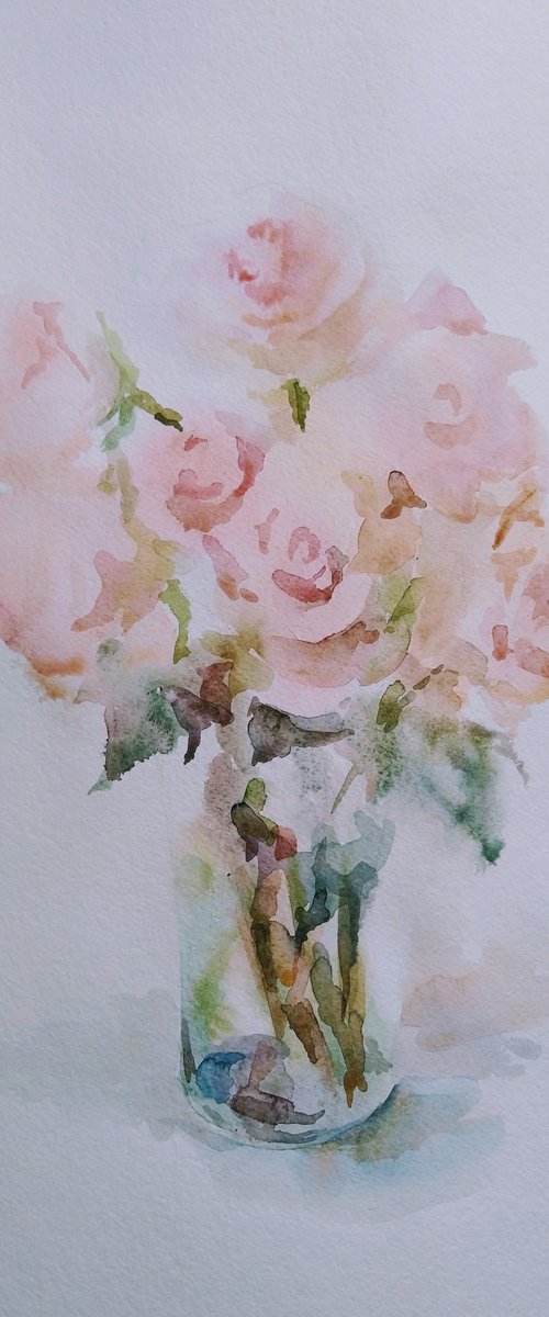 Roses. Original watercolour painting. by Elena Klyan