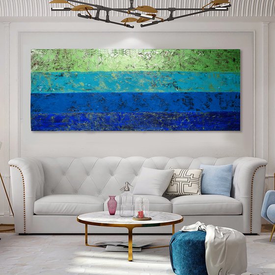 Blue & Green Stripes / 152 cm x 60 cm