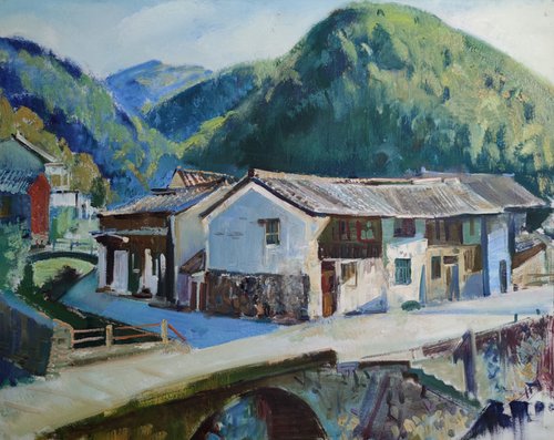 Mountains. Sunny day in a Chinese village. by Maria Egorova