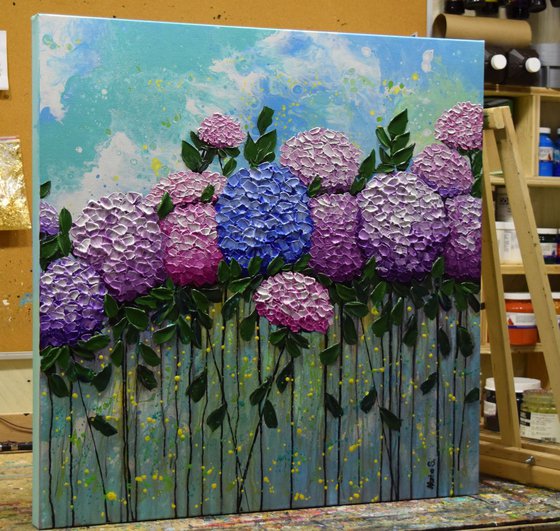 Hydrangeas Large Original Abstract Impasto Painting