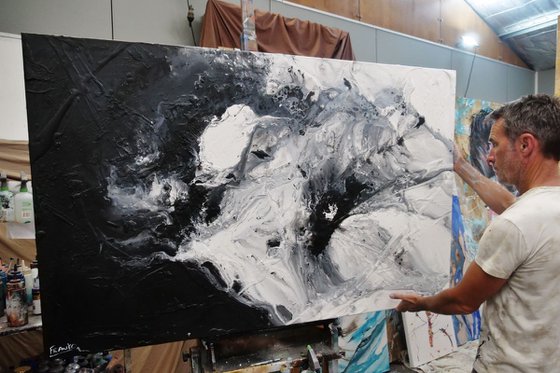 Black Rapture 160cm x 100cm Textured Abstract Art