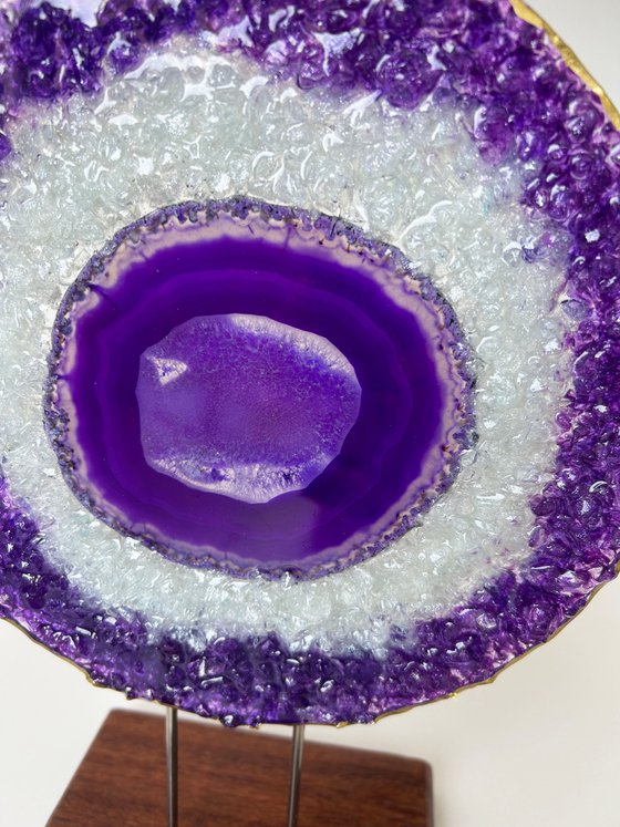 Amethyst framed in a glass circle