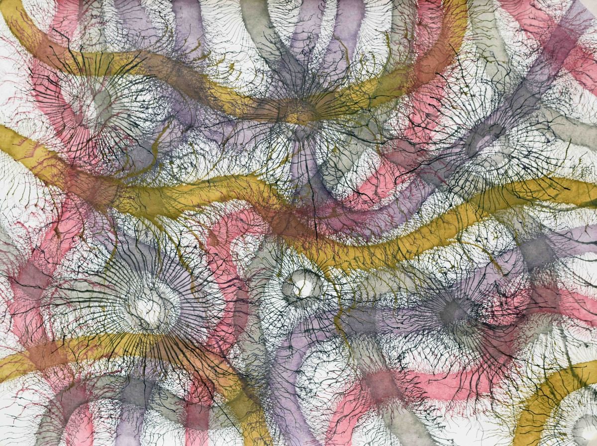 Abstract Acrylic Painting By Sumit Mehndiratta, 70 X 48", Exploflora Series No. 36, Original Artwork