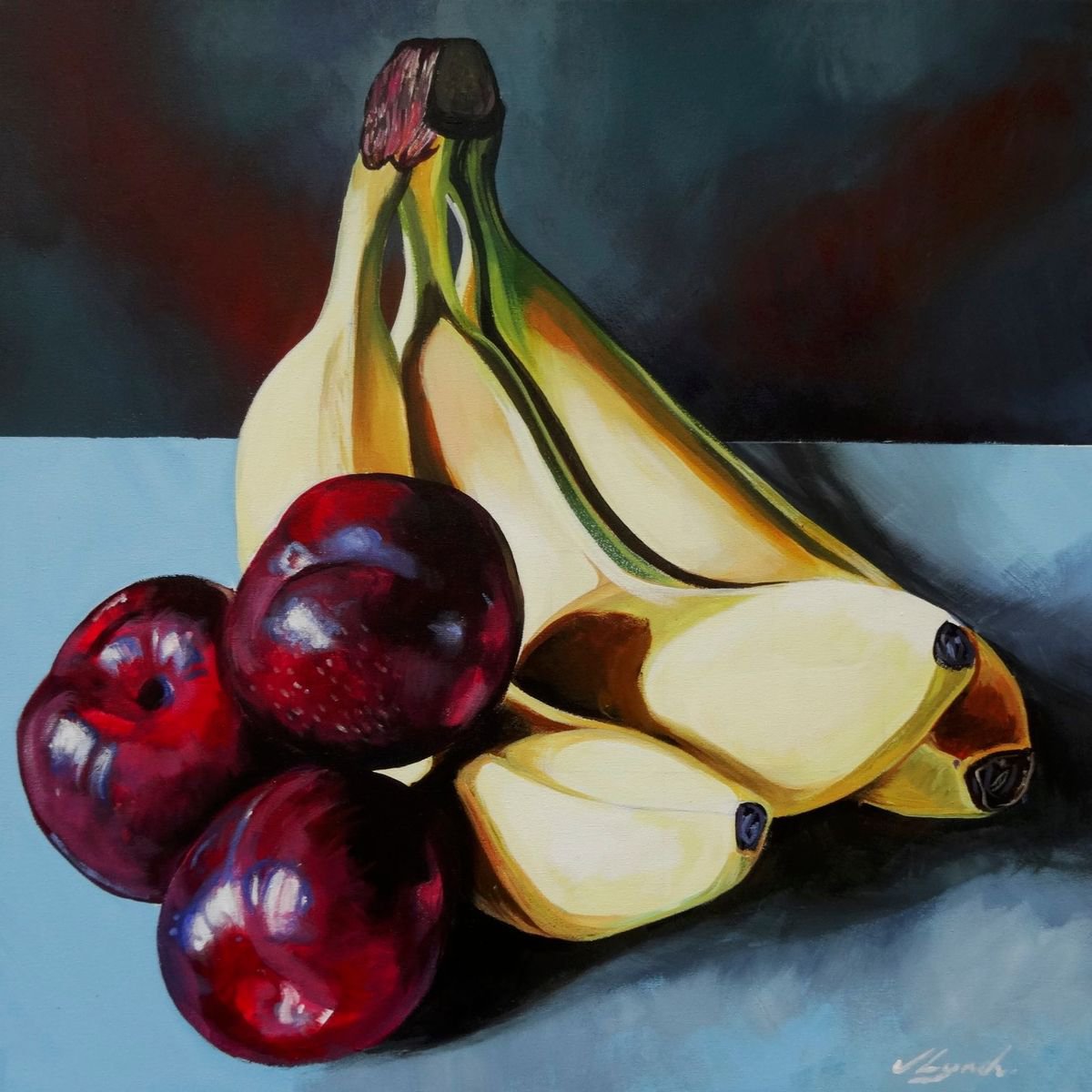 Photorealistic Still Life Acrylic Painting By Joseph Lynch, 20 X 20, Mixed Fruit, Original Artwork