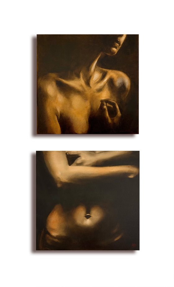 Truth and Lie - Concept Dark Nude Diptych