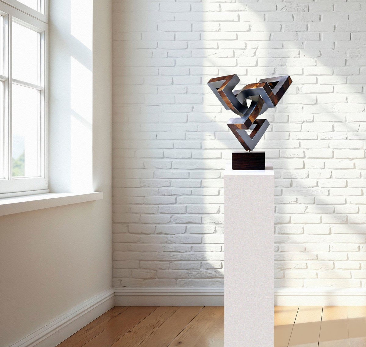 Geometric Abstract Sculpture By Nikolaus Weiler, 11 X 13", Dynamic Dimension, Original Artwork