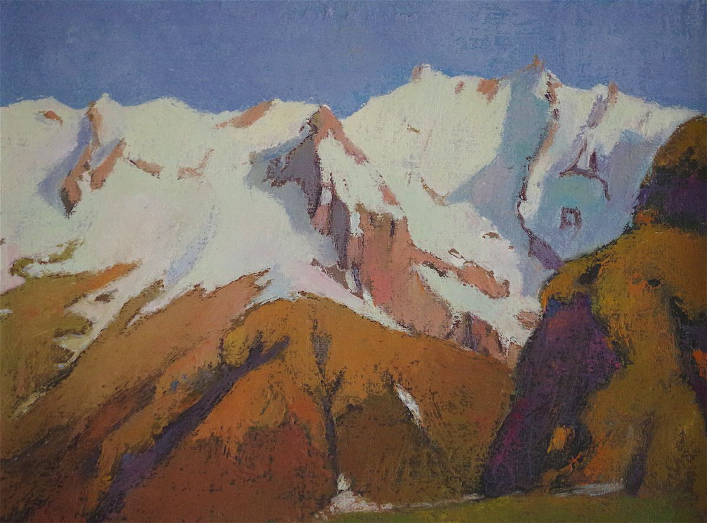 Snowy Mountains Landscape Oil Painting Impress Artfinder