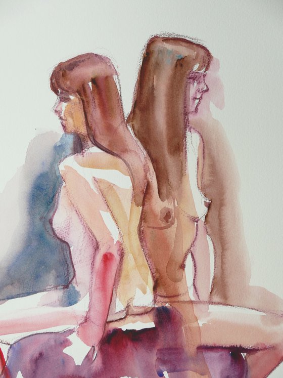 seated female nude 2 poses