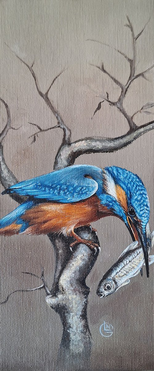 Kingfisher and Silver Fish by Natalia Langenberg