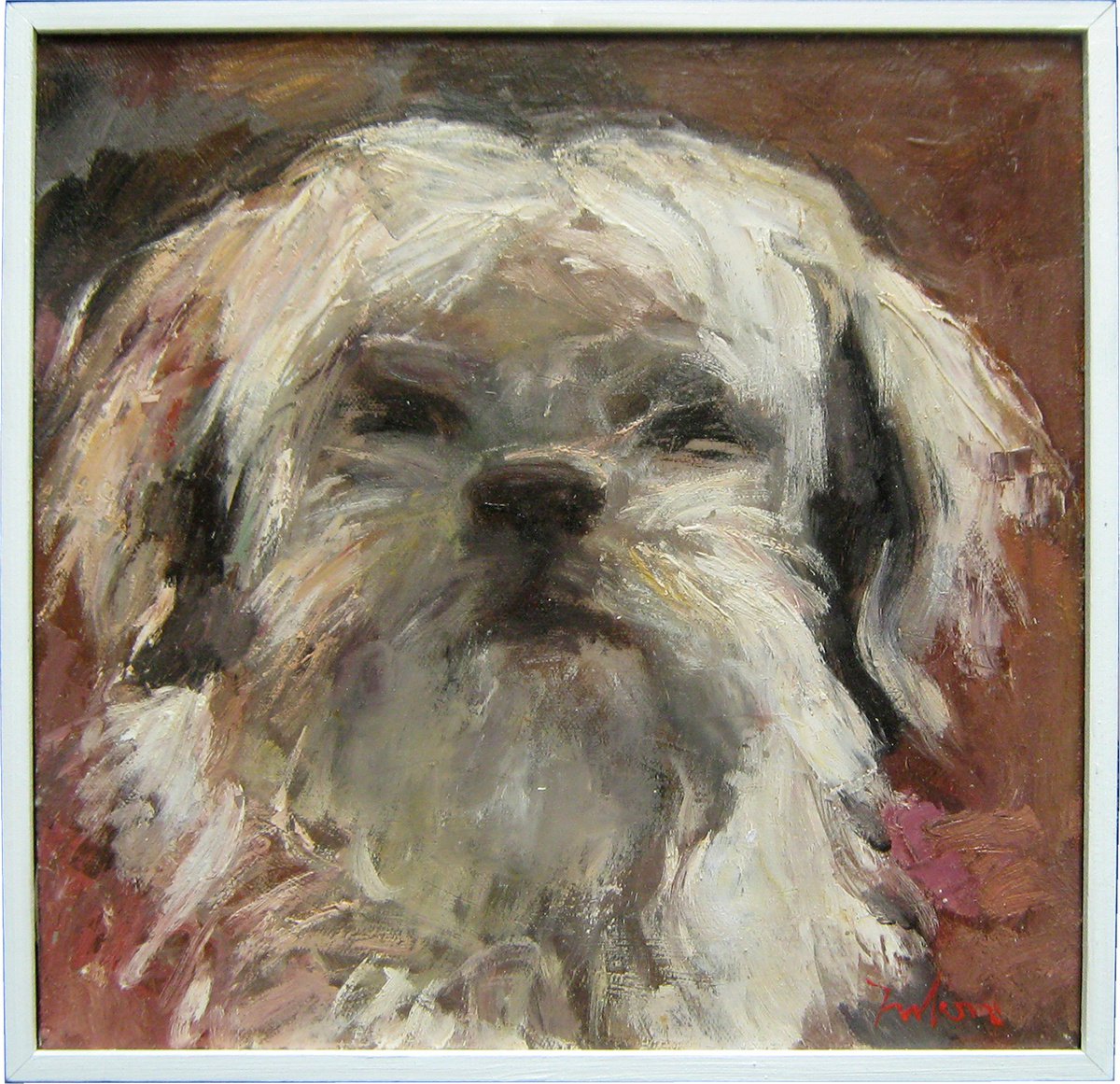 Maltese dog AD-3, author: Mato Jurkovi?, academic painter by Mato Jurkovic