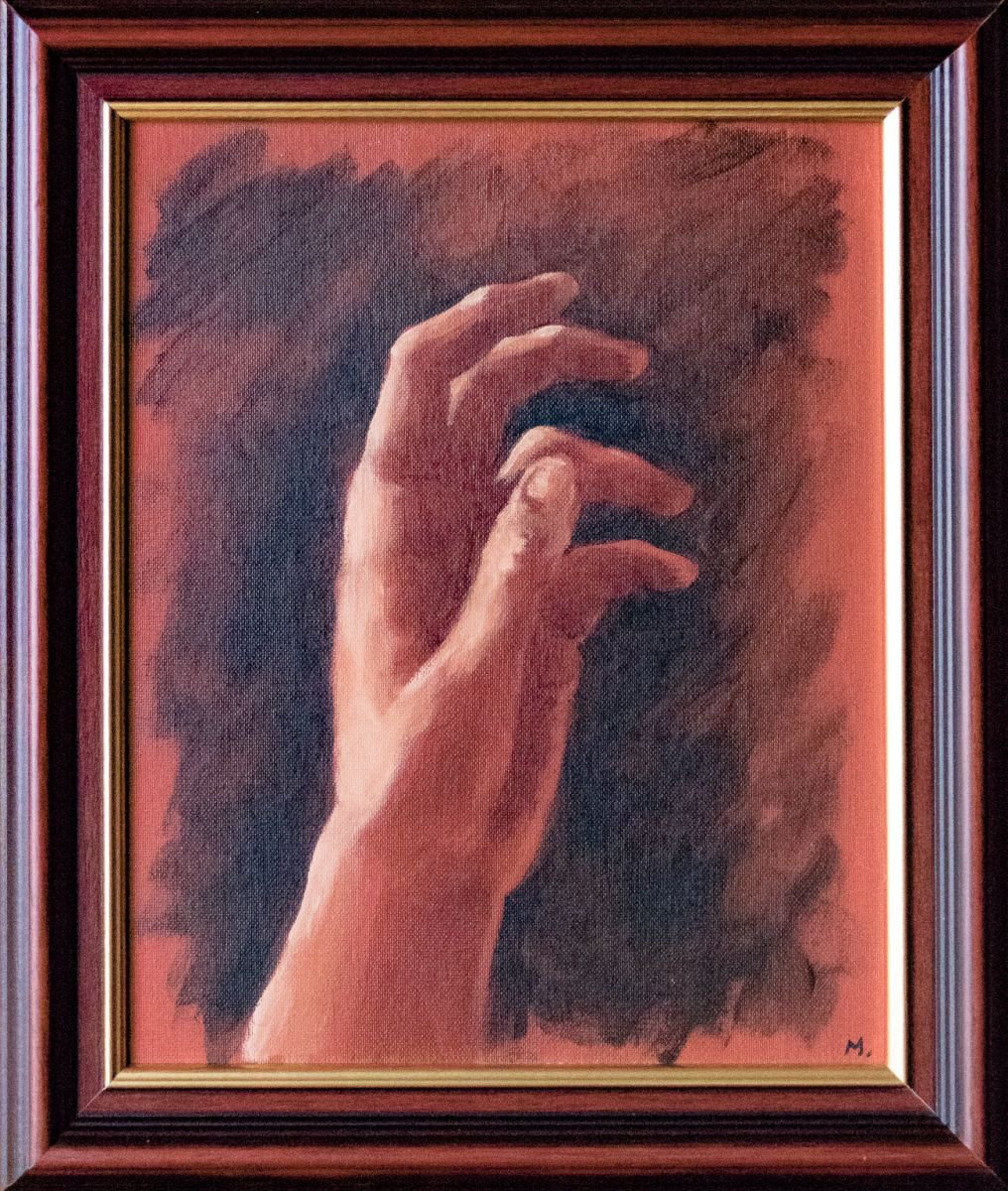 Hand study 1 - Small oil sketch - 22X27 cm - FRAMED by Fabienne Monestier