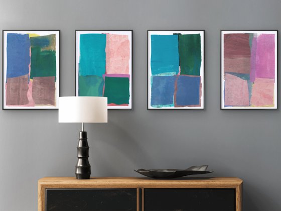 Set of 4 abstract wall art