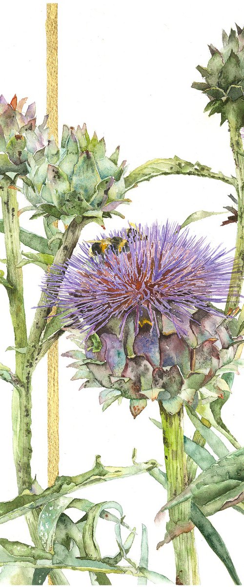 Artichokes and Bees by Vivienne Cawson