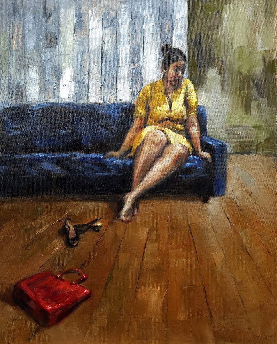 Expressive Portrait Oil Painting By Artmoods Tp, 13 X 16, Leave It Behind, Original Artwork