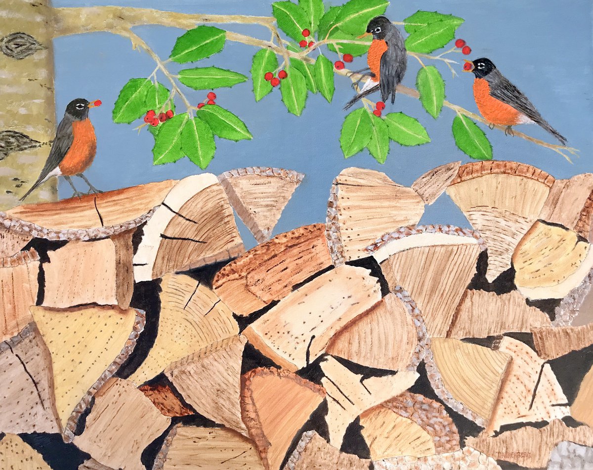 BIRDS OF A FEATHER, WINTER ROBINS by Leslie Dannenberg