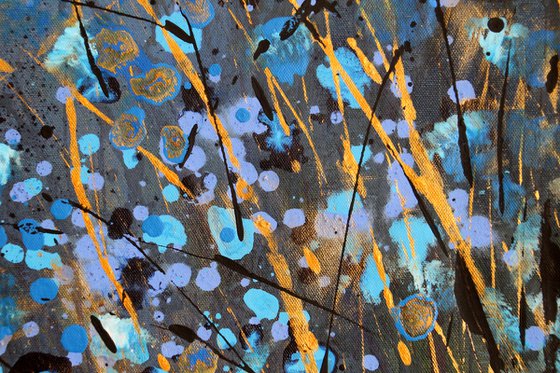 Zaffiro - Large original abstract floral landscape