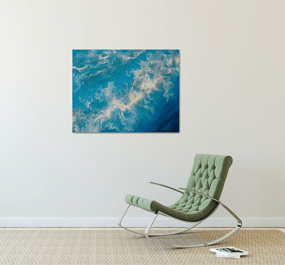 Seascape Painting "Turquoise waves"  70 x 90 cm