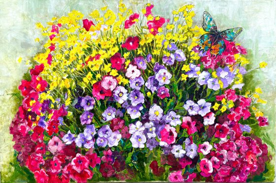 summer flowers with butterfly