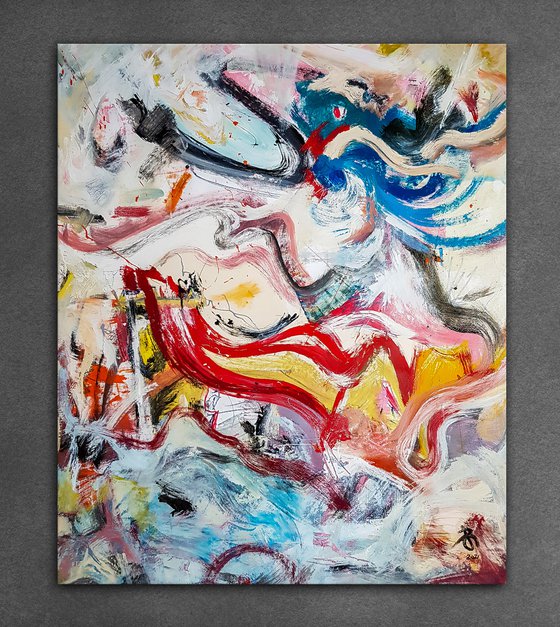 - Tuta Mondo N-1 - (H)120x(W)96 cm. Style of Willem de Kooning. Abstract Expressionism Painting