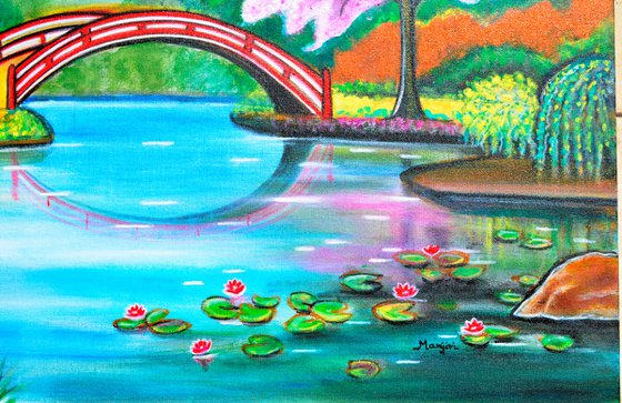 Enchanting Garden colorful acrylic landscape painting