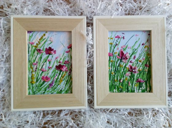 Through The Wildflowers #2 + Easel or Frame, miniature