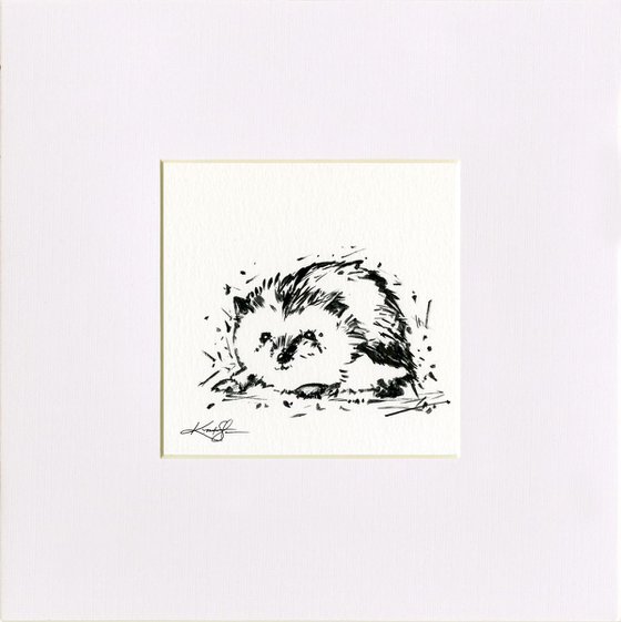 Adorable Hedgehog 9 - Small Minimalist Ink Illustration by Kathy Morton Stanion