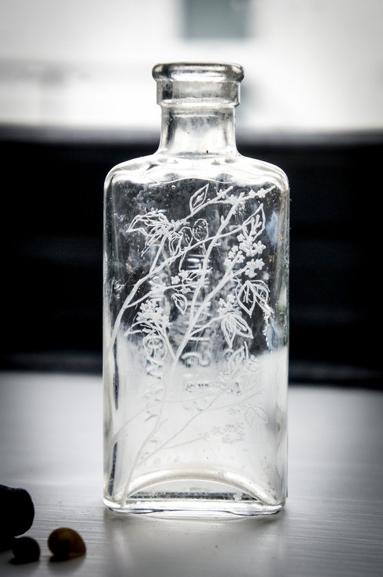 Glass Engraving Engraved Spring Branches And Little Birds