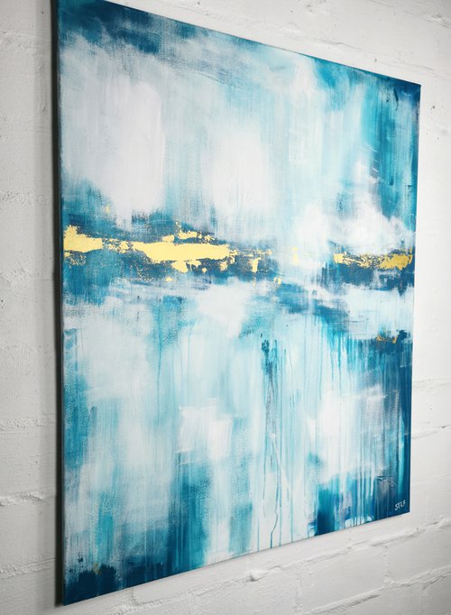 Deep Sea Gold in Turquoise #3 – Abstract Seascape by Stefanie Rogge