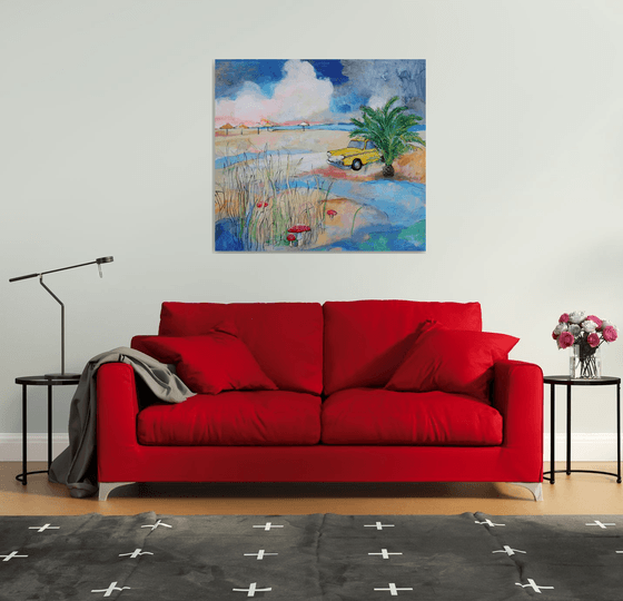 Сhecker. Mushrooms. Beach