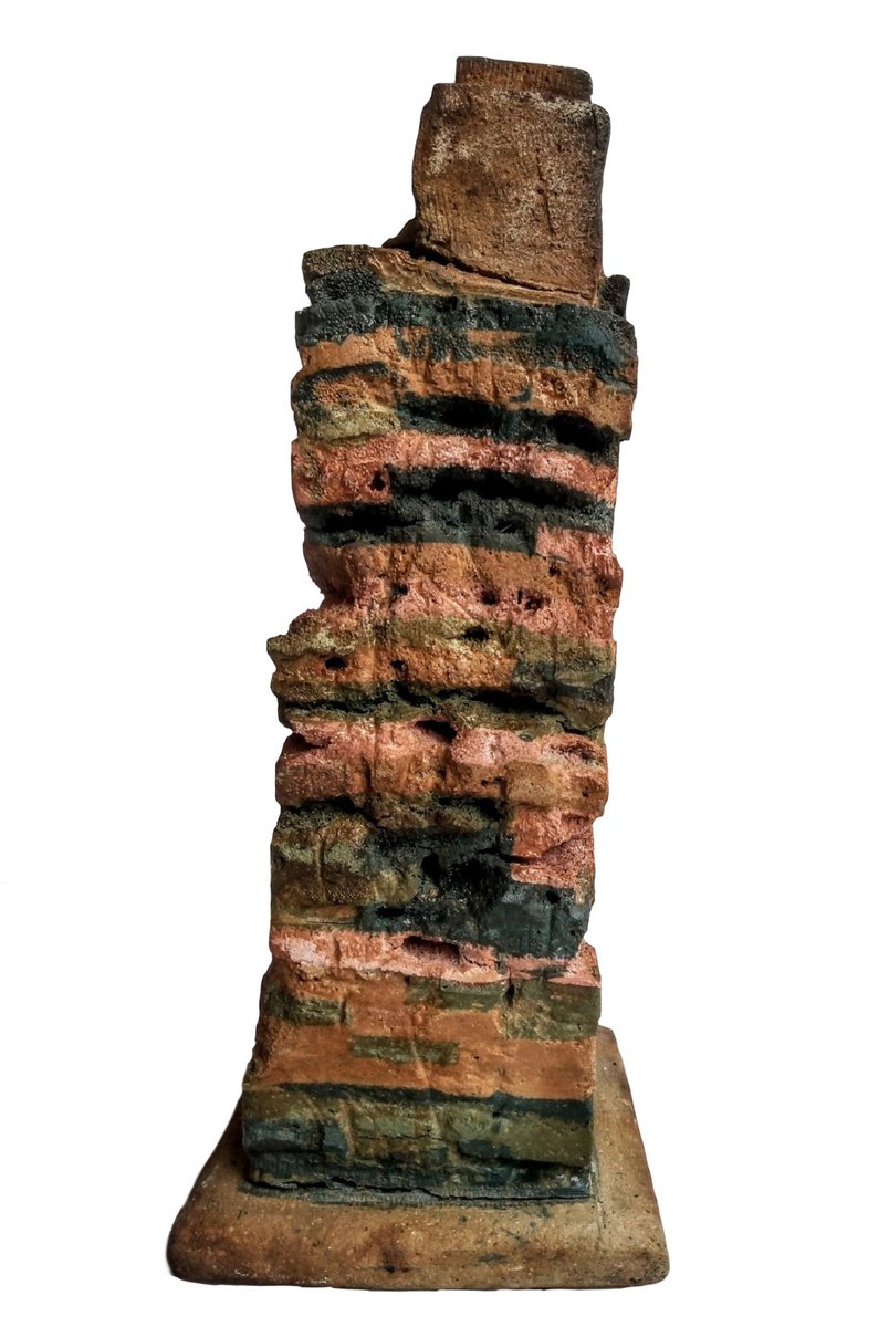 Expressive Cityscapes Clay Sculpture By Rossitza Trendafilova, 4 X 9", "Kailasa Temple", Original Artwork