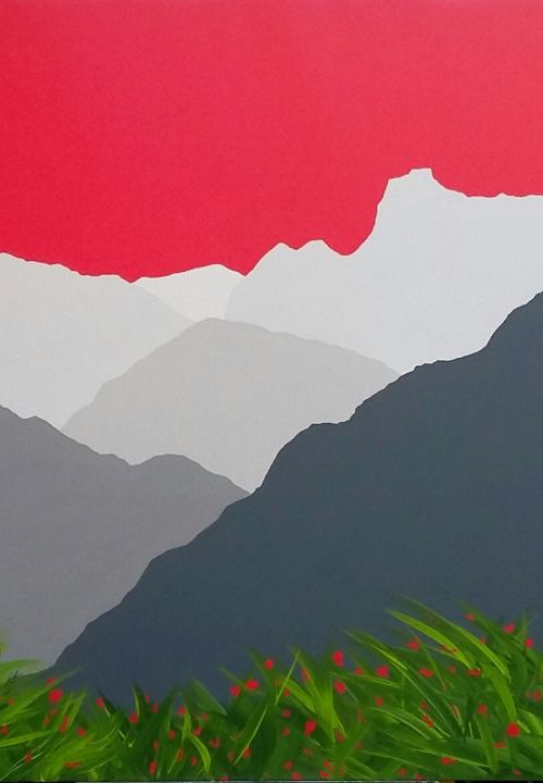 The Langdale Pikes, The Lake District (LARGE painting) by Sam Martin