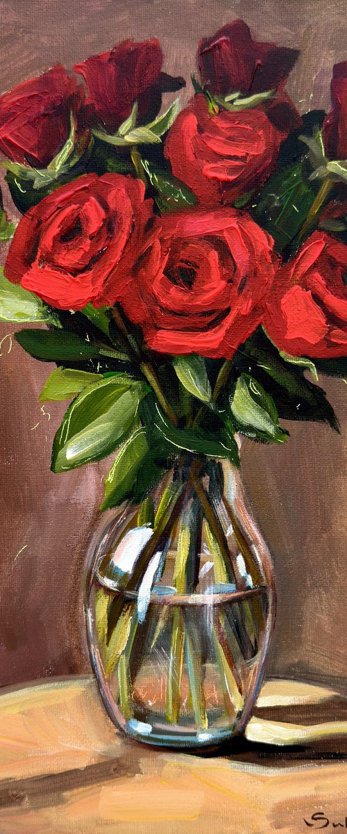 Still Life with Red Roses by Victoria Sukhasyan