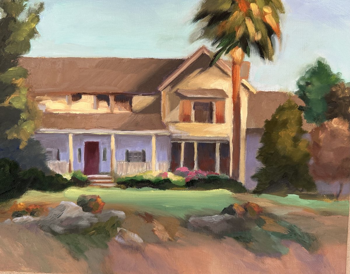 Impressionistic Landscape Oil Painting By Grace Diehl, 10 X 8, Lemon Heights Home, Original Artwork