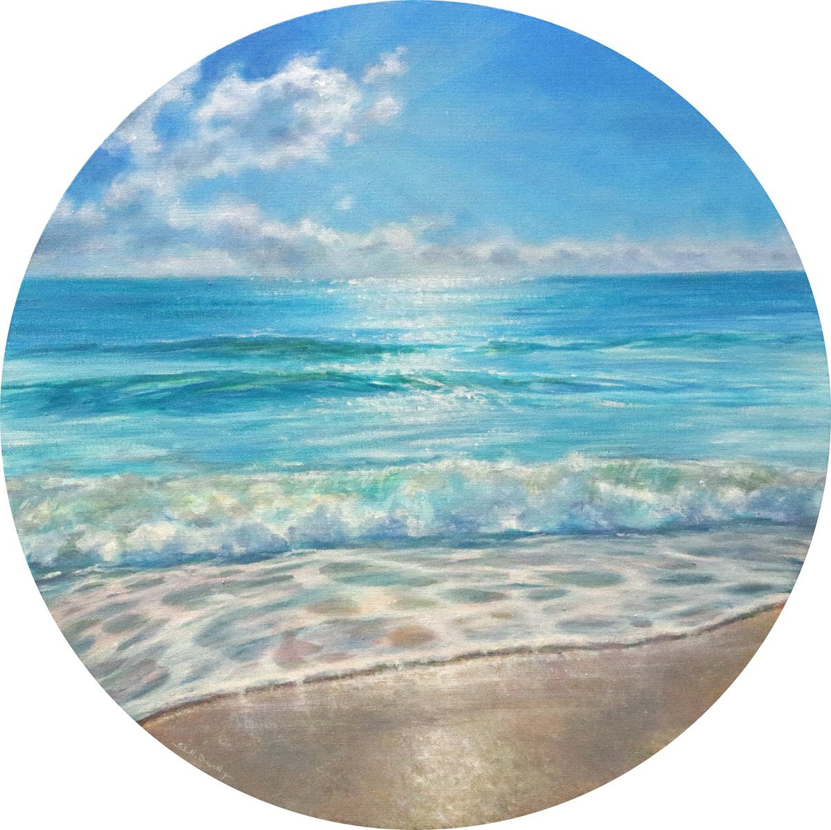 Impressionistic Landscape Acrylic Painting By Stella Dunkley, 16 X 16", Tide And Tranquility, Original Artwork